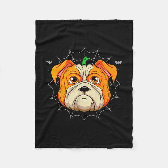 Halloween pumpkin dog  fleece blanket (Front)