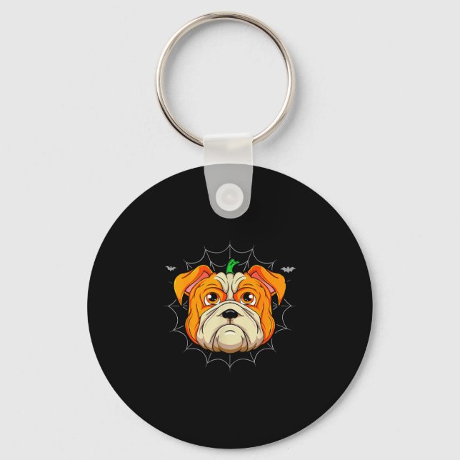 Halloween pumpkin dog  key ring (Front)