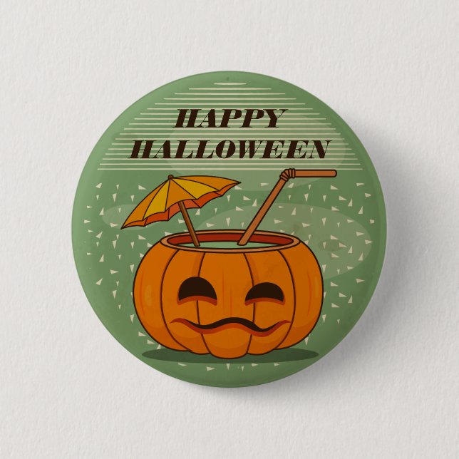 Halloween Pumpkin Drink Vintage | Pin Button (Front)
