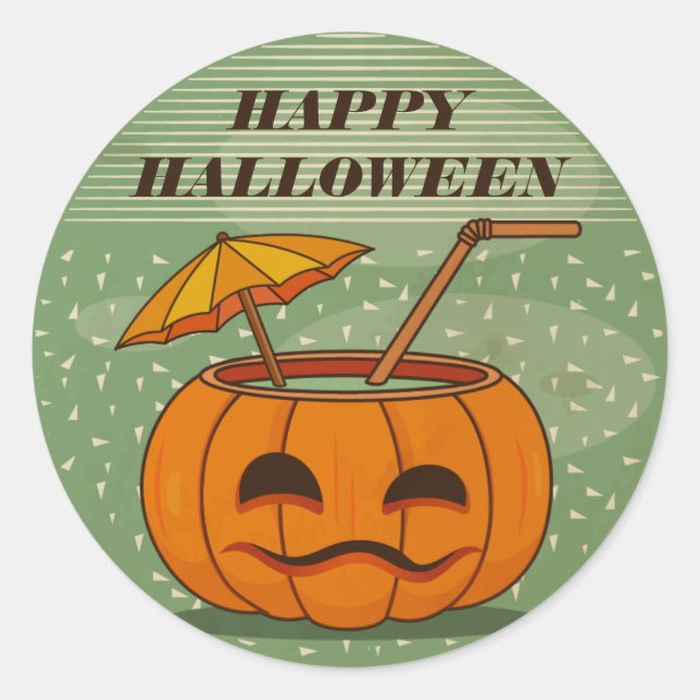 Halloween Pumpkin Drink Vintage | Sticker Seal (Front)