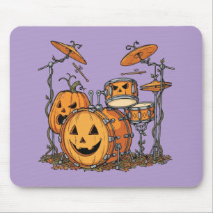 Halloween Pumpkin Drum Set Mouse Mat