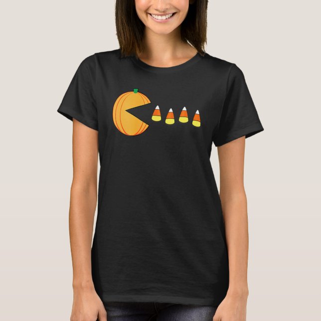 Halloween pumpkin eating Candy corn T-Shirt (Front)