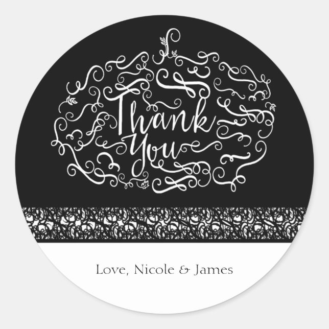 Halloween Pumpkin Elegant THANK YOU Party Favour Classic Round Sticker (Front)