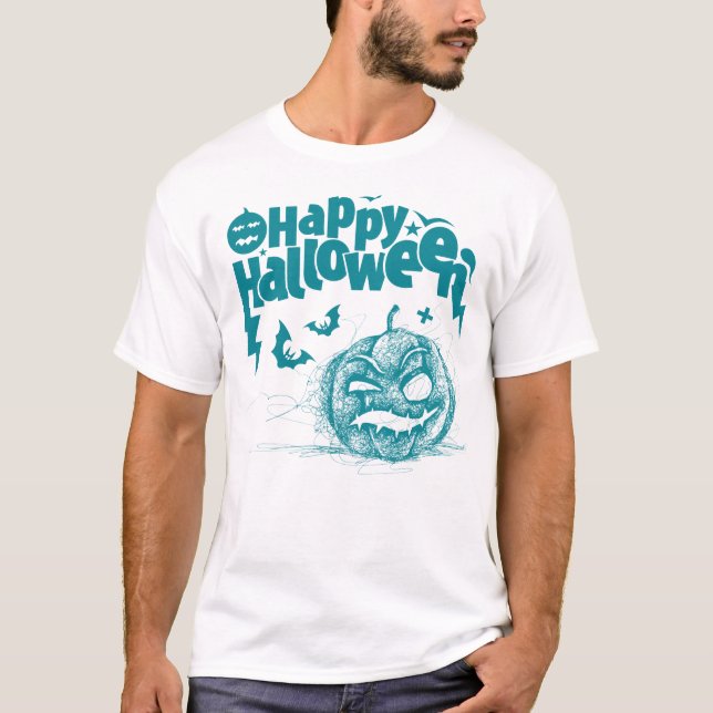Halloween Pumpkin Face For Men Costume T-Shirt (Front)