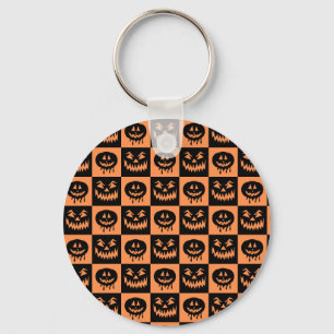 Halloween Pumpkin Face Ghost Spooky Pattern Key Ring