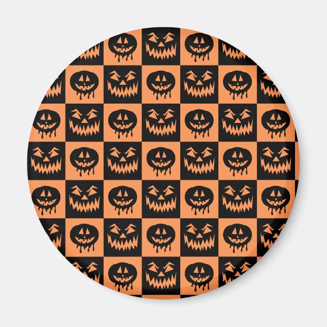 Halloween Pumpkin Face Ghost Spooky Pattern  Magnet (Front)