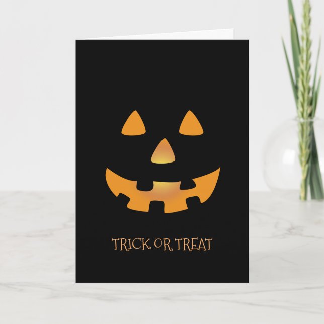 Halloween pumpkin face greeting card (Front)
