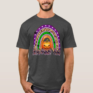 Halloween Pumpkin Face Halloween Vibes Rainbow  T-Shirt