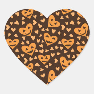 Halloween Pumpkin face in heart shapes pattern  He Heart Sticker