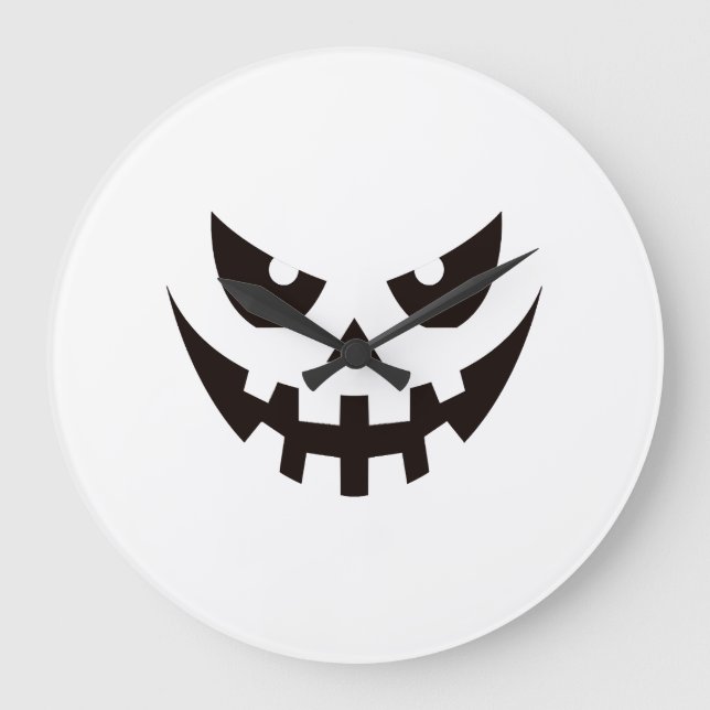 Halloween Pumpkin Face  Large Clock (Front)