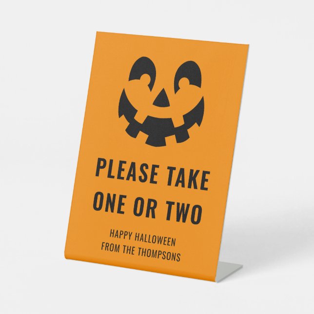 Halloween Pumpkin Face Note For Trick Or Treaters Pedestal Sign (Front)