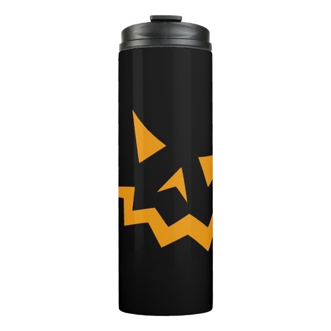 Halloween Pumpkin Face - Orange Horror Thermal Tumbler (Front)