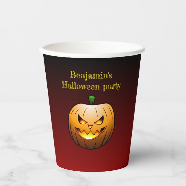 Halloween Pumpkin Face Paper Cups (Front)