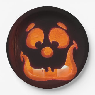 Halloween Pumpkin Face Paper Plate