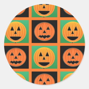 Halloween pumpkin face pattern classic round sticker