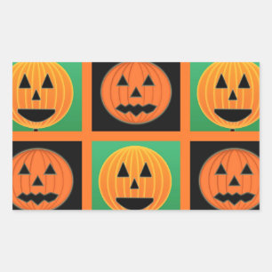 Halloween pumpkin face pattern rectangular sticker