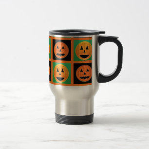 Halloween pumpkin face pattern travel mug