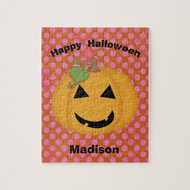 Halloween Pumpkin Face Personalised Kids Puzzle (Vertical)