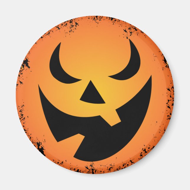 Halloween Pumpkin Face Round Magnet (Front)