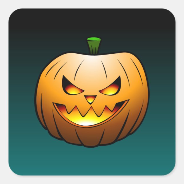 Halloween Pumpkin Face Square Sticker (Front)