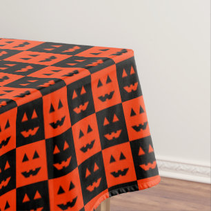 Halloween Pumpkin Face Squares Tablecloth