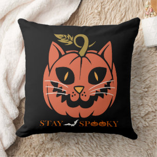 Halloween Pumpkin Face Stay Spooky Throw Cushion