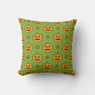 Halloween pumpkin faces   cushion