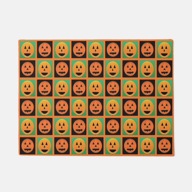 Halloween pumpkin faces doormat (Front)