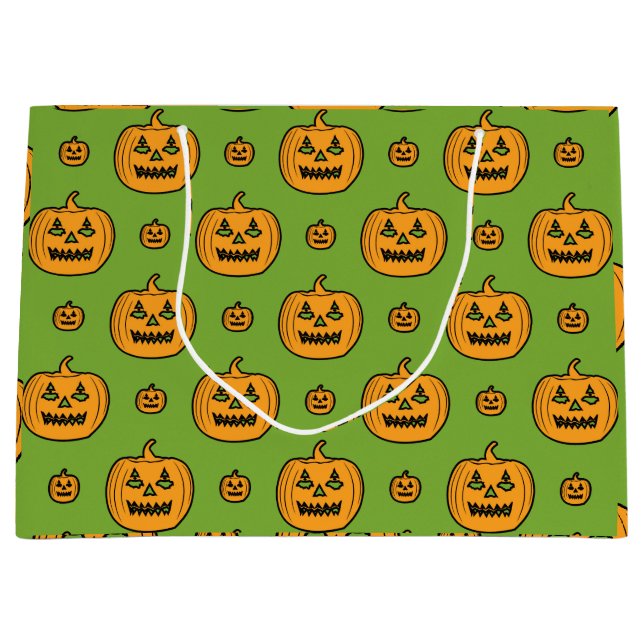 Halloween pumpkin faces large gift bag (Front)