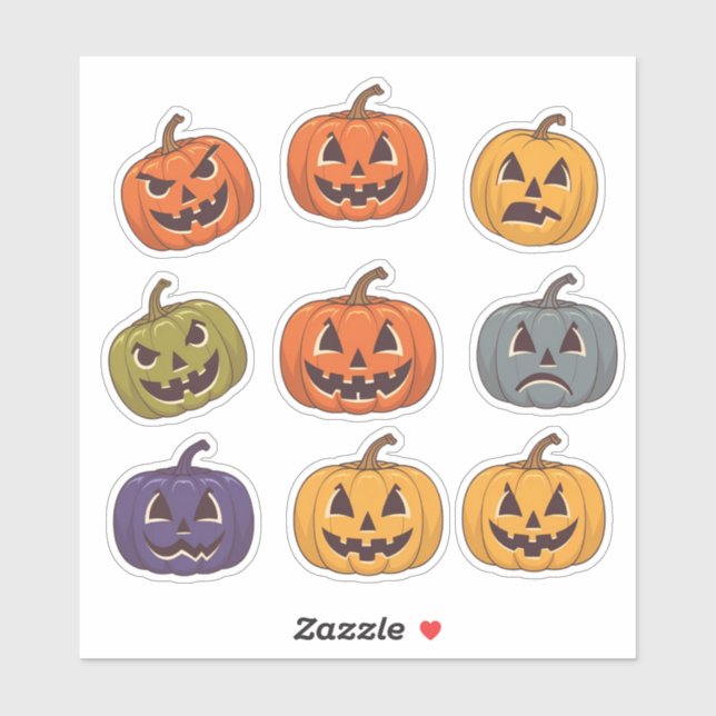 Halloween Pumpkin Faces Scrapbook Sticker Sheet (Sheet)