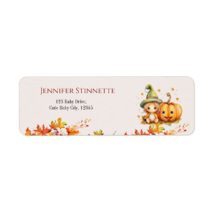Halloween Pumpkin Fall Baby Shower Return Address 