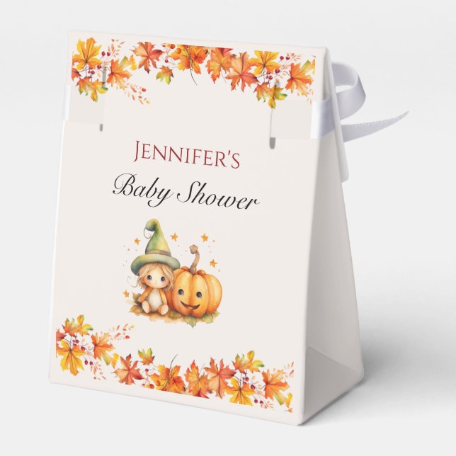 Halloween Pumpkin Fall Thanksgiving Baby Shower Favour Box (Back Side)