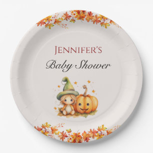 Halloween Pumpkin Fall Thanksgiving Baby Shower Paper Plate