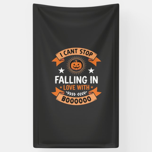 Halloween Pumpkin Falling In Love Banner (Vertical)