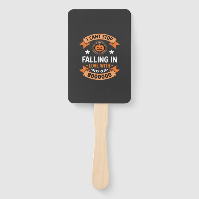 Halloween Pumpkin Falling In Love Hand Fan (Front)