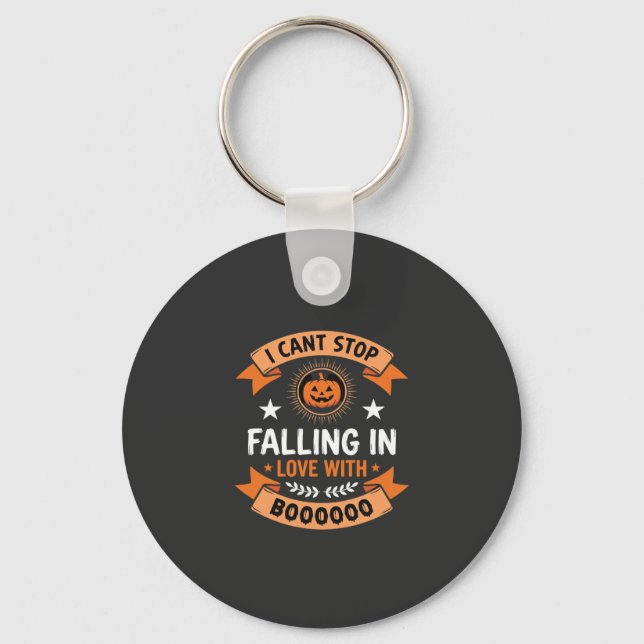 Halloween Pumpkin Falling In Love Key Ring (Front)