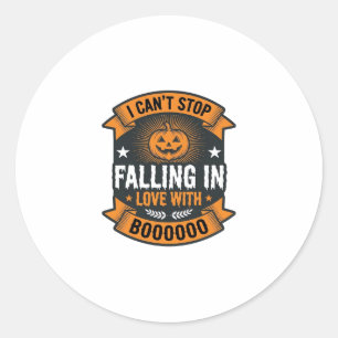 Halloween Pumpkin Falling In Love Vintage Shirt De Classic Round Sticker