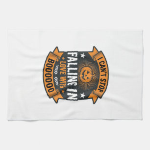 Halloween Pumpkin Falling In Love Vintage Shirt De Tea Towel