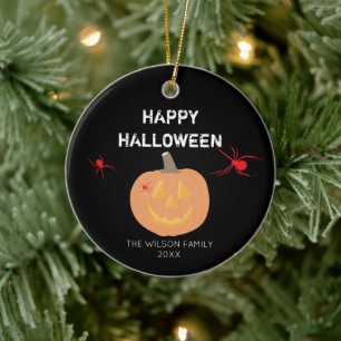 Halloween Pumpkin Family & Year Ceramic Tree Decoration