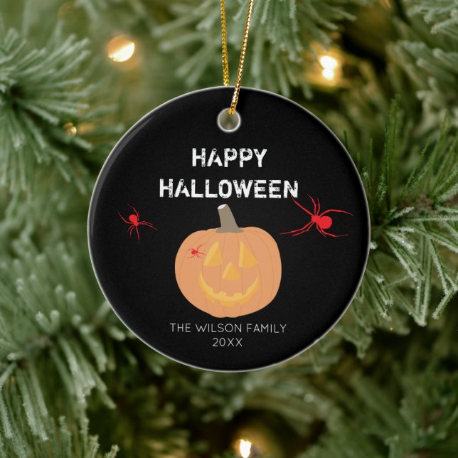 Halloween Pumpkin Family & Year Ceramic Tree Decoration (Tree)