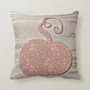 Halloween Pumpkin Faux Rose Gold Champange Chic Cushion