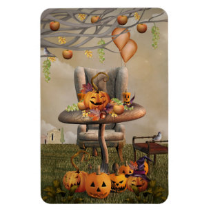 Halloween Pumpkin Feast Fantasy Art Magnet