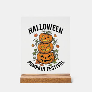 Halloween Pumpkin Festival Vintage Jack O Lantern Acrylic Sign