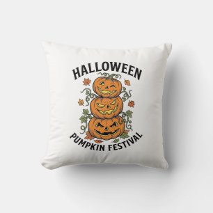 Halloween Pumpkin Festival Vintage Jack O Lantern Cushion