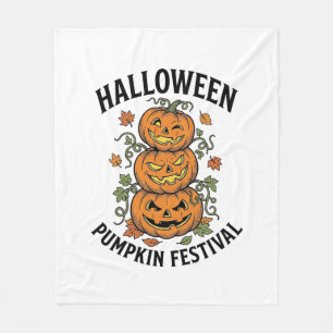 Halloween Pumpkin Festival Vintage Jack O Lantern Fleece Blanket