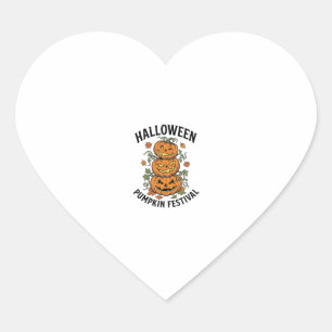 Halloween Pumpkin Festival Vintage Jack O Lantern Heart Sticker