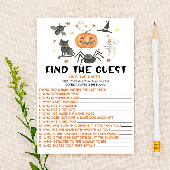 Halloween Pumpkin Find The Guest Baby Shower Game Stationery (Creator Uploaded)