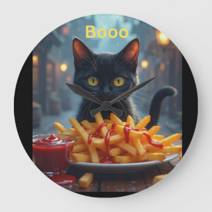 Halloween pumpkin fries with catsup large clock