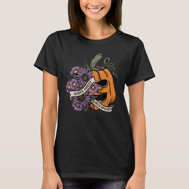 Halloween Pumpkin Fun Sorta Sweet Sorta Spooky T-Shirt (Front)