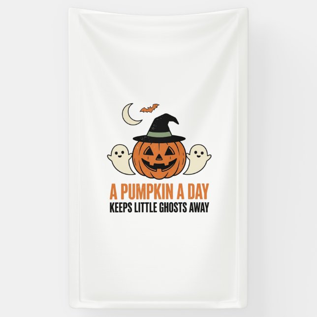 Halloween Pumpkin Funny Ghost Vintage Quote_1 Banner (Vertical)
